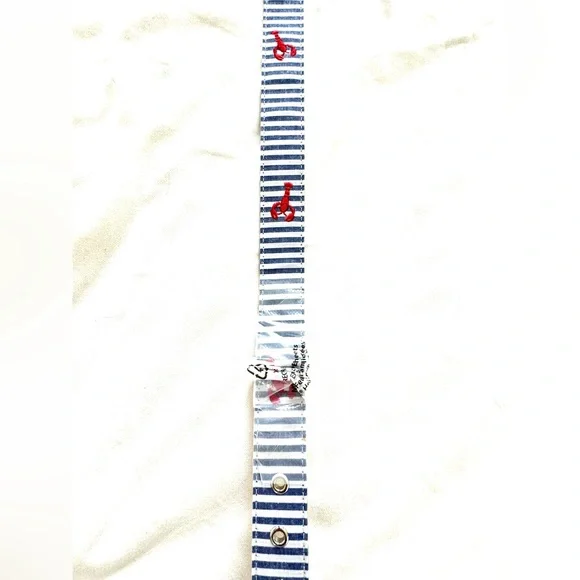 🦞 Brand New 42” Talbots Striped Nautical Belt with Red Lobster Embroidery NWT ⚓️ - Picture 3 of 9